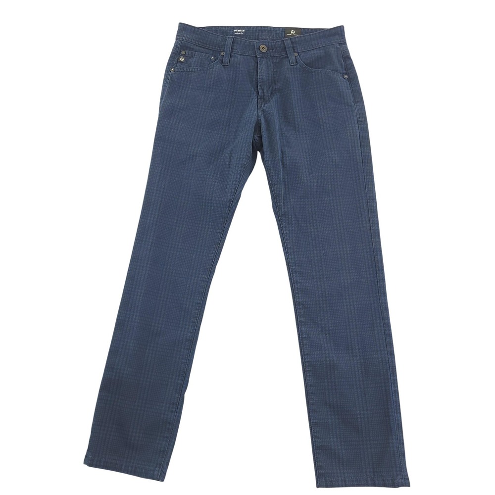 AG Adriano‎ Goldschmied Tellis Jeans Mens 30x34 Blue Slim Tapered Plaid Denim